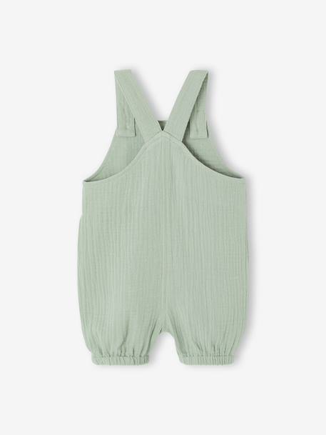 Cotton Gauze Dungarees, Lined, for Newborn Babies aqua green+beige+bleached denim 