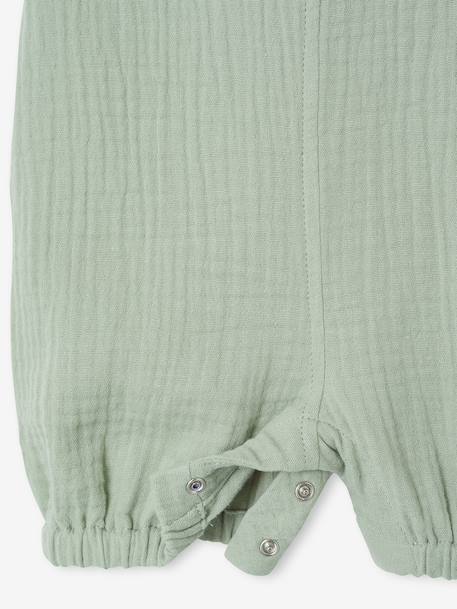 Cotton Gauze Dungarees, Lined, for Newborn Babies aqua green+beige+bleached denim 