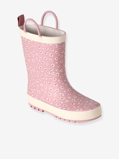 Wellies in Printed Natural Rubber for Children printed beige+printed pink 