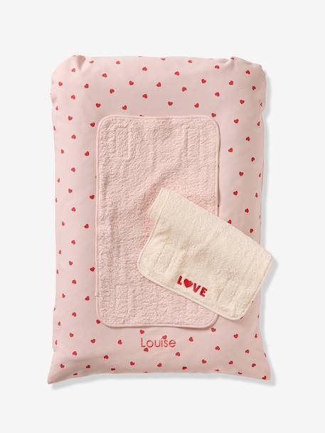 Changing Mat + 2 Changing Pads, MY HEART printed pink 