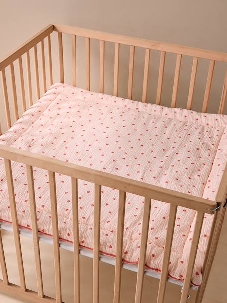Floor mattress / Play mat in cotton muslin MON COEUR printed pink 