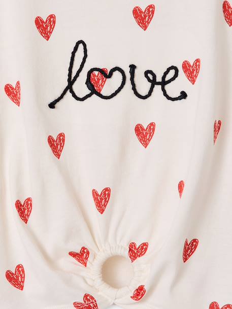 T-Shirt with Fancy Bow for Girls ecru+red+striped blue 