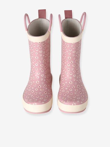 Wellies in Printed Natural Rubber for Children printed beige+printed pink 