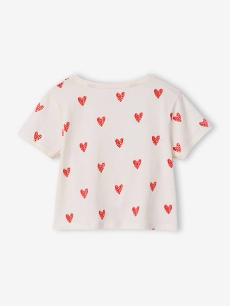 T-Shirt with Fancy Bow for Girls ecru+red+striped blue 