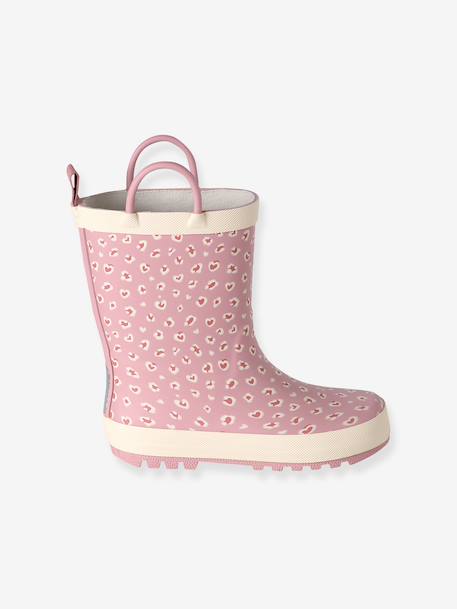 Wellies in Printed Natural Rubber for Children printed beige+printed pink 
