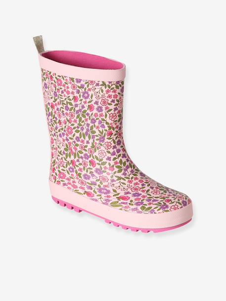Printed Natural Rubber Wellies for Children, Designed for Autonomy printed blue+set pink 