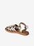 Hook-&-Loop Leather Sandals for Children, Designed for Autonomy ecru+gold 