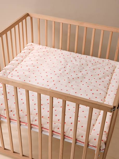 Floor mattress / Play mat in cotton muslin MON COEUR printed pink 