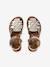 Hook-&-Loop Leather Sandals for Children, Designed for Autonomy ecru+gold 