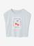 Girls' cropped t-shirt with short, padded sleeves pale blue+pale pink 
