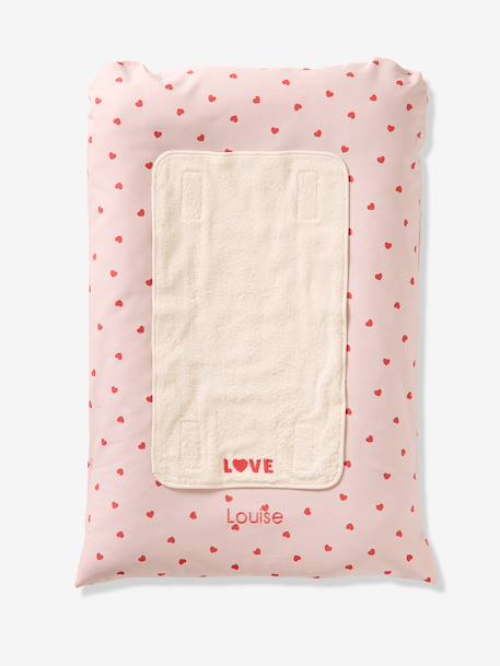 Changing Mat + 2 Changing Pads, MY HEART printed pink 