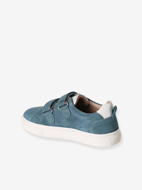 Leather Trainers with Hook-and-Loop Fasteners for Boys, Designed for Autonomy denim blue+navy blue+set blue+set green 