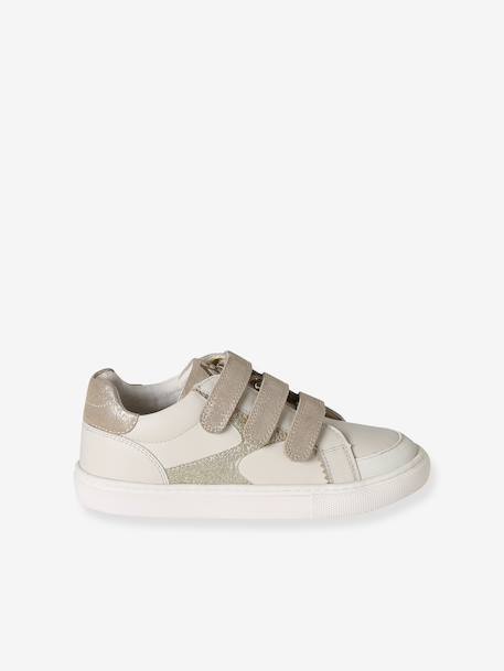 Trainers with Leather Hook-&-Loop Straps for Children ecru+navy blue+printed white+set white 