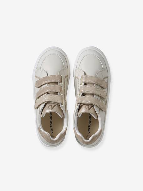 Trainers with Leather Hook-&-Loop Straps for Children ecru+navy blue+printed white+set white 