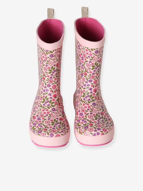 Printed Natural Rubber Wellies for Children, Designed for Autonomy printed blue+set pink 