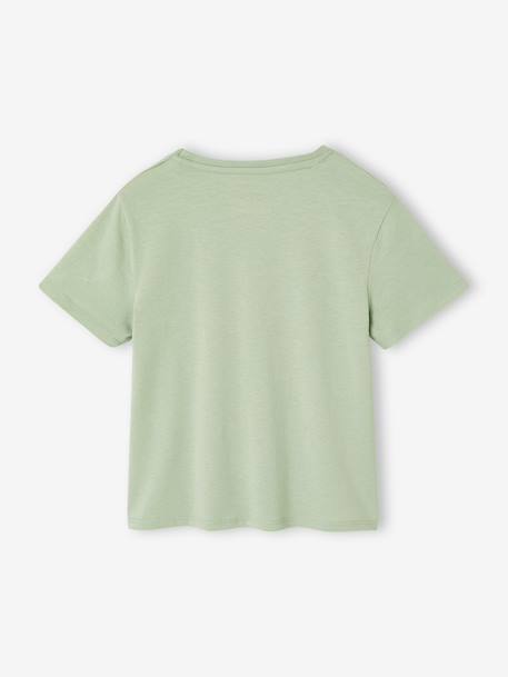 Girls' printed short-sleeved t-shirt ecru+sage green 