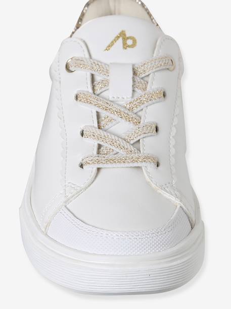 Synthetic Trainers with Laces, for Girls printed white 