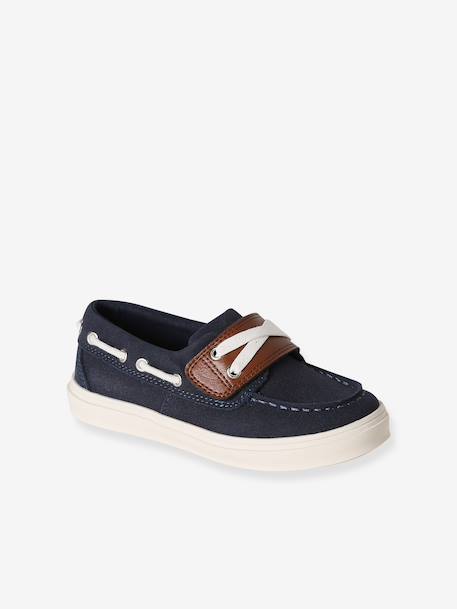 Boat Shoes with Hook-&-Loop Fasteners for Boys navy blue 