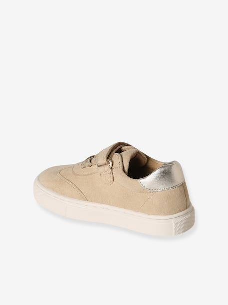 Elasticated leather trainers for children brown 