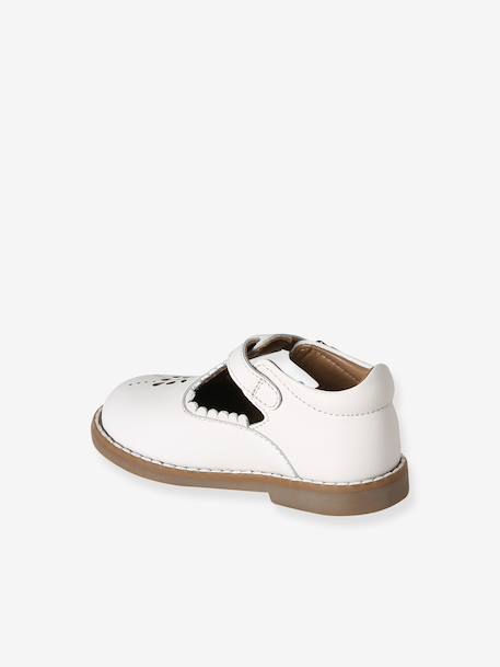 Leather Mary Janes for Babies, Designed for First Steps rosy+white 