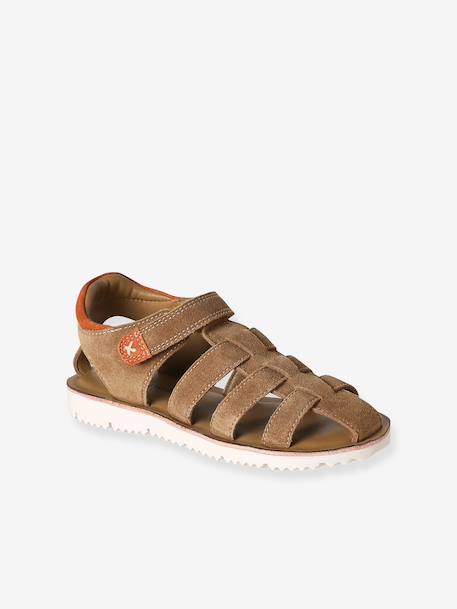 Leather Hook-&-Loop Sandals for Children camel 