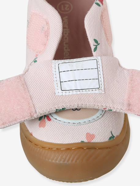 Fabric Indoor Shoes in Printed Fabric, with Hook-&-Loop Strap, for Babies chambray blue+printed pink+printed white 