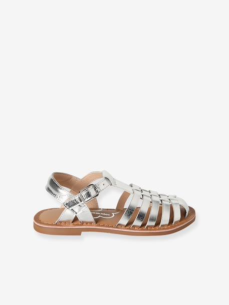 Leather Sandals for Children, Designed for Autonomy gold+silver 