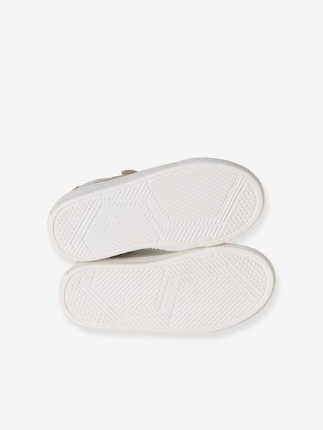 Hook-and-Loop Leather Trainers for Children, Designed for Autonomy ecru+navy blue+printed white 