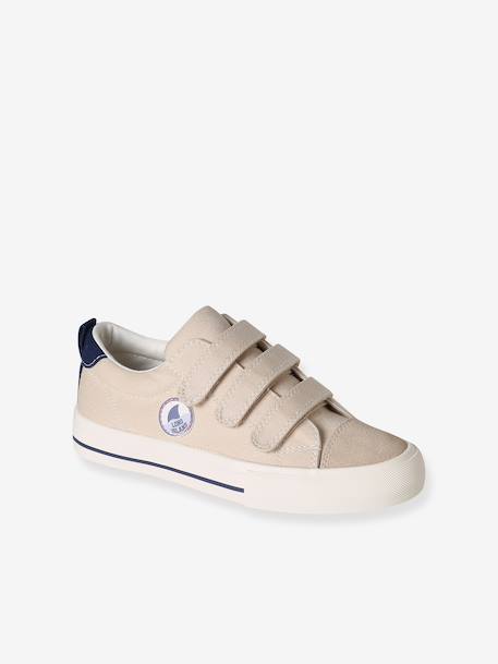 Synthetic trainers with touch 'n' close fastening for children ecru+navy blue 