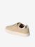 Girls' leather trainers with zip and laces brown 