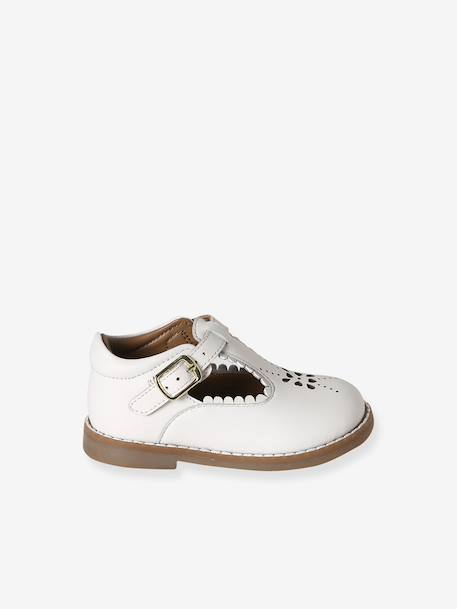 Leather Mary Janes for Babies, Designed for First Steps rosy+white 