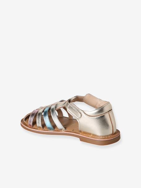 Leather buckle sandals for children gold 