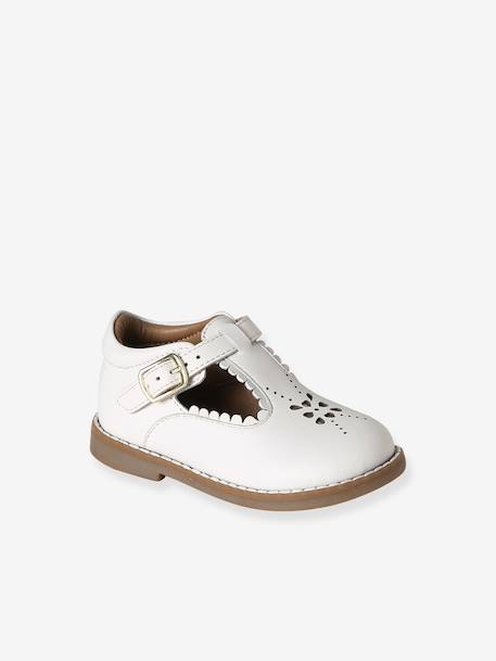 Leather Mary Janes for Babies, Designed for First Steps rosy+white 