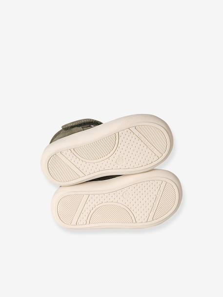 Leather Sandals with Hook-&-Loop Fastening for Babies, Designed for First Steps khaki+navy blue 