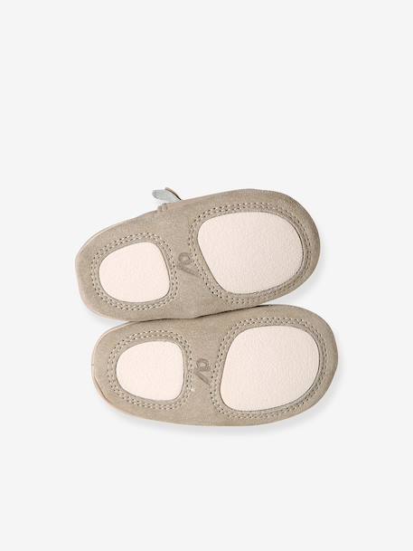 Elasticated Leather Slippers for Babies golden beige 