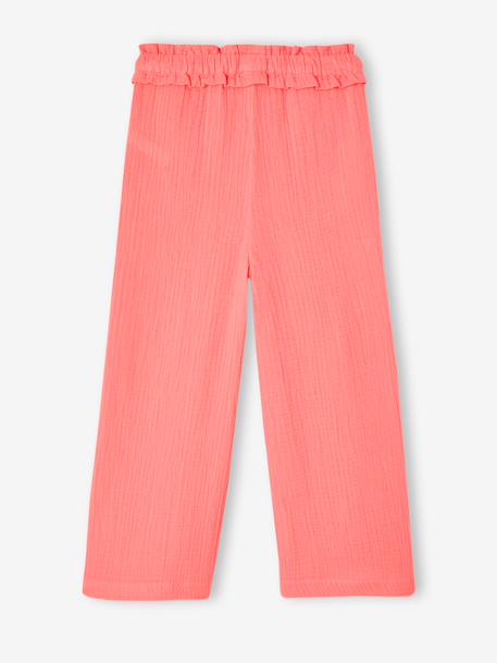 Wide-leg cotton muslin trousers grey green+rose 