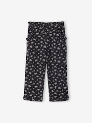 Girls-Cropped Cotton Gauze Trousers with Floral Print, for Girls 