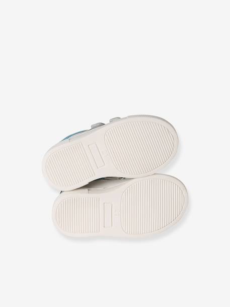 Leather trainers with hook and loop fasteners for babies set blue 