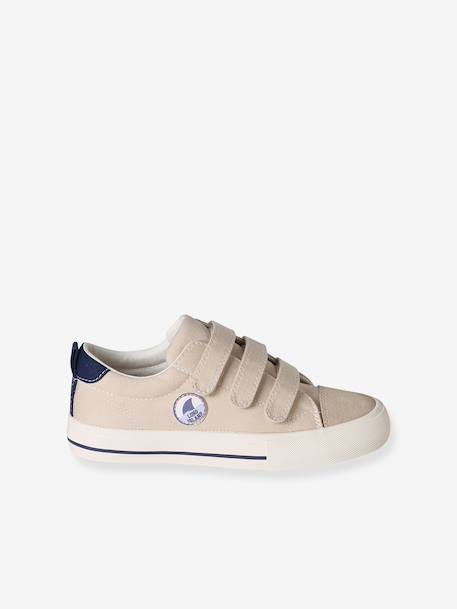 Synthetic trainers with touch 'n' close fastening for children ecru+navy blue 