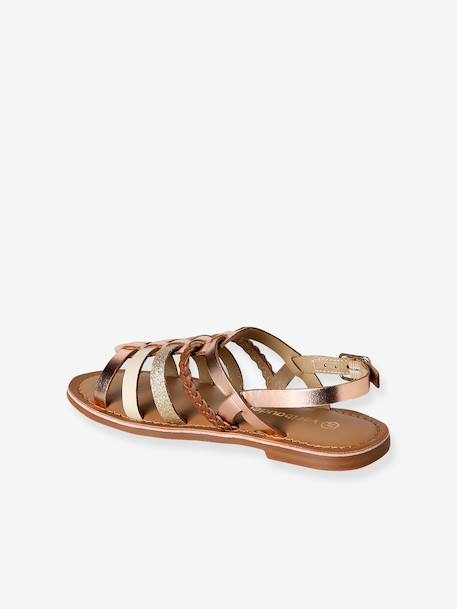 Multi-Strap Leather Sandals for Girls gold 