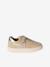 Girls' leather trainers with zip and laces brown 