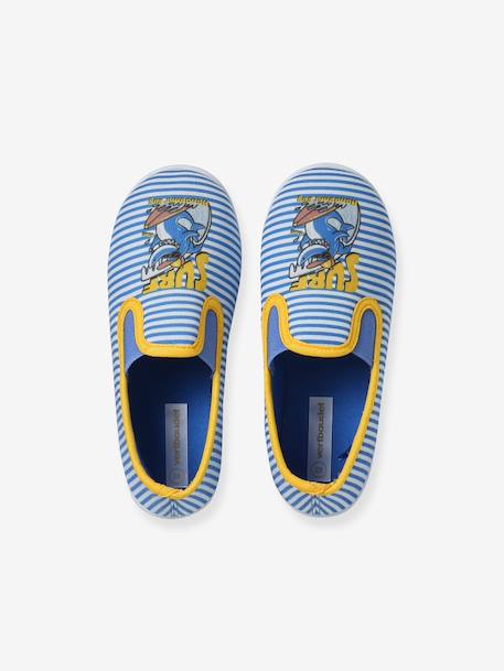 Elasticated Slippers in Canvas for Children striped blue 