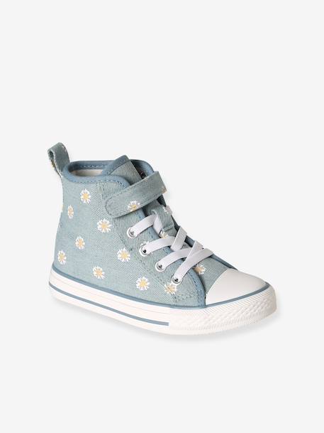 Synthetic high-top trainers for children denim blue 