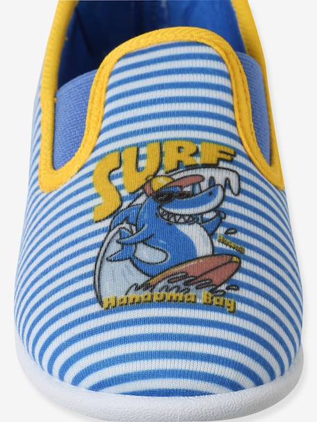 Elasticated Slippers in Canvas for Children striped blue 