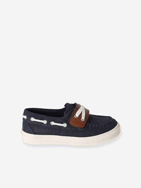 Boat Shoes with Hook-&-Loop Fasteners for Boys navy blue 