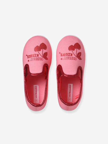 Elasticated Canvas Slippers for Children pale pink+printed pink+rose 