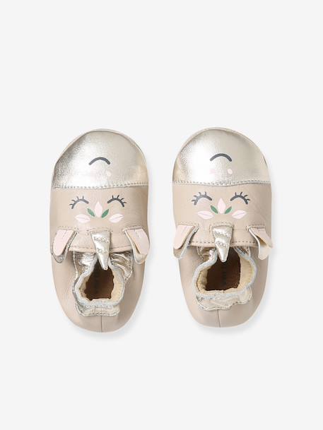 Elasticated Leather Slippers for Babies golden beige 