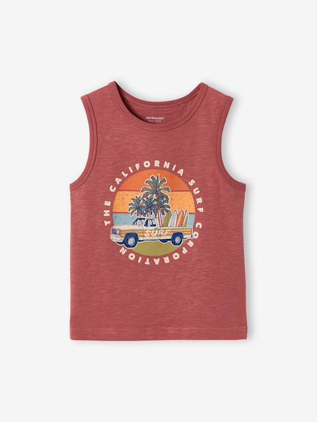 Printed 'California' Tank Top dusky pink+ecru 
