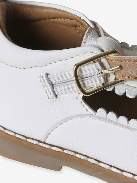 Leather Mary Janes for Babies, Designed for First Steps rosy+white 