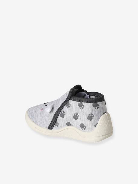 Zipped Slippers in Canvas for Babies printed grey 